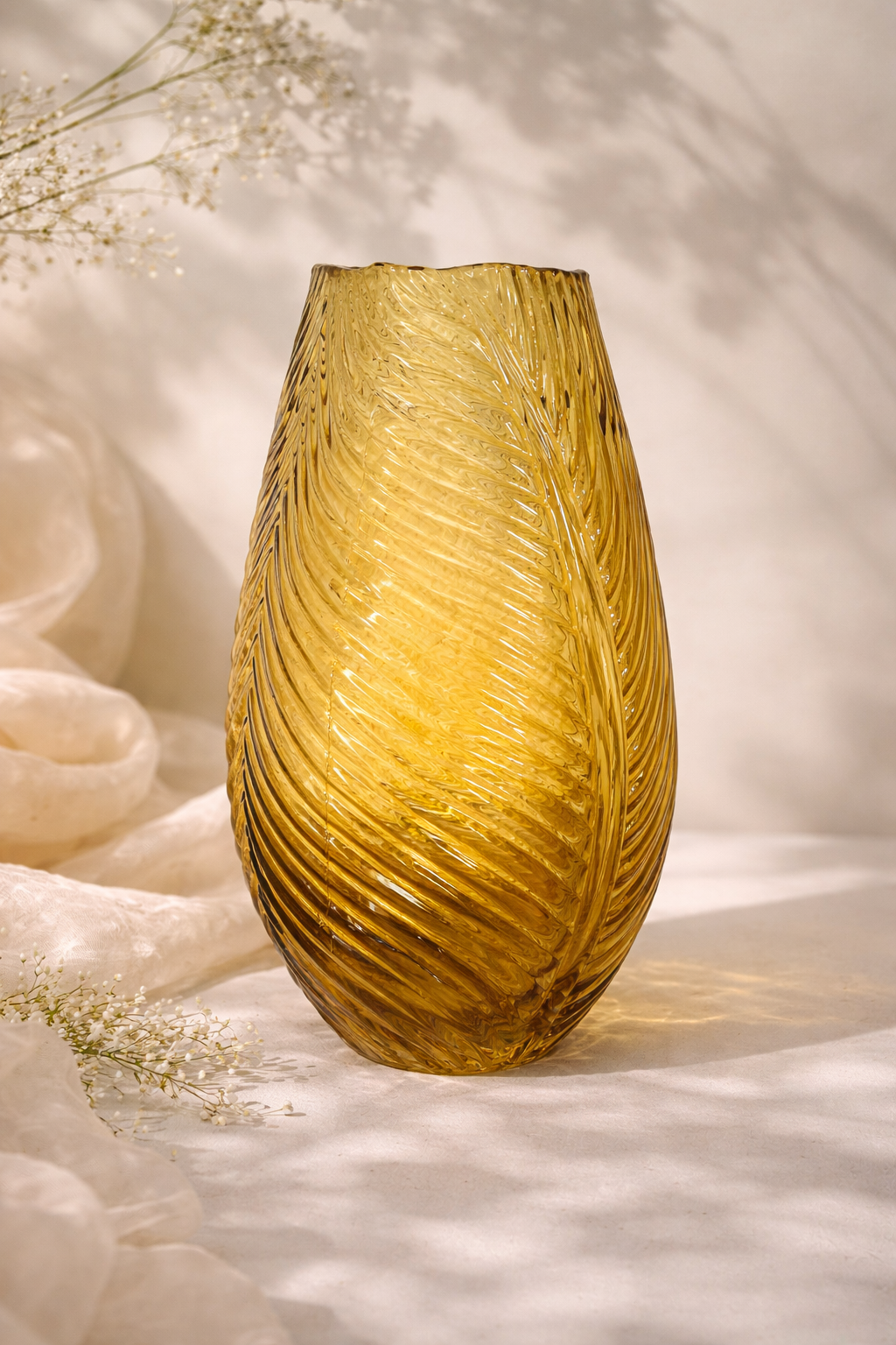 Grand vase feuille jaune